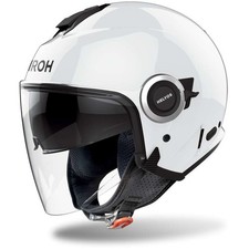 Casque Moto Jet Airoh HELYOS Blanc Brillant Custom Set Double Visière Métallisé