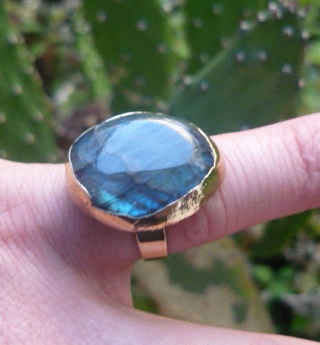 Bague ajustable labradorite - bague,