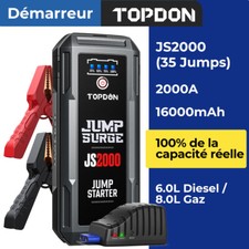 Topdon JS2000 Démarreur 2000A de voiture Powerbank Jump Starter Chargeur Booster