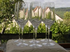 Lot de 6 flûtes à champagne en cristal d'ARQUES. Modèle BAVELLA.