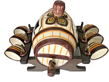 tonneau faïence quimper  HENRIOT - bouteille à liqueur décor breton