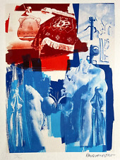 Robert Rauschenberg Lithographie COA Original Signé op Numéroté Main " Blu "
