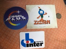 autocollant FRANCE INTER CANAL PLUS ZELTRON A2 vintage télévision 