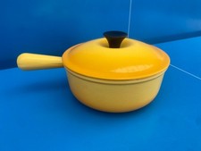 LE CREUSET SERVICE A FONDUE CASSEROLES Poêlons EN FONTE AVEC COUVERCLE JAUNE TBE