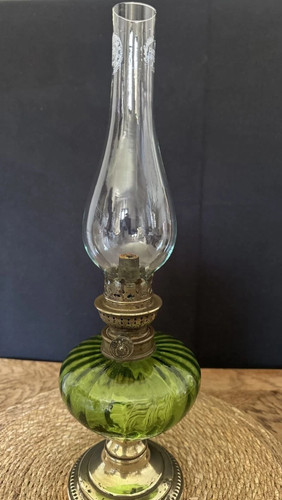 Lampe pétrole verre - verre, vert