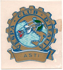 ITALIE -- RARE -- Autocollant papier -- ASTI -- Vespa Club d' Italie