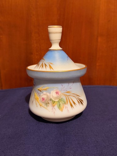 Opaline pot couvert décor - opaline,