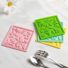 2pcs Épais Silicone Thé dessous de Verre Carré Table Chaleur Isolation Tasse Mat