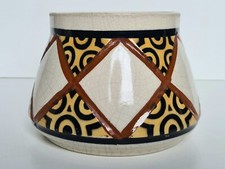 Jardinière vase céramique craquelée Belge Africanisant AMC Auguste Mouzin & Cie