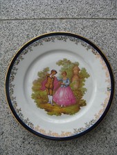 ASSIETTE  LIMOGES  FRAGONARD FILET BLEU DORURES 26 cm