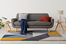 Main Touffeté Laine Tapis Bleu Boho Géométrique Zone Tapis 2.4x3m Indienne