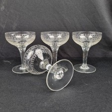 4 Anciennes coupes à champagne Verre, Ciselé, Frise, Belgique, 