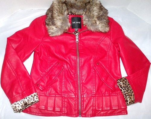 Red faux leather moto - faux,