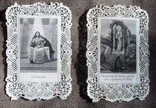 Ancien - canivets- Dentelle- image pieuse XIXème  -Prière  No 99