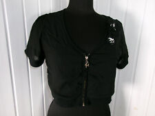 Crop top Pull zip gilet court mesh noir doublé dentele MOLLY BRACKEN T.U 38/40