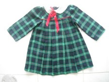ROBE 3 ANS  CARREAUX  ECOSSAISE PLIS PLAT COL CLAUDINE NOEUD ROUGE