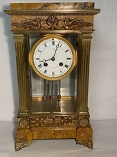 Pendule cage en bronze et marbre jaune de sienne NIII en l’état