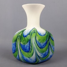 Vase En Verre Murano Carlo Moretti Vert Blanc Bleu Design Moderniste 1980