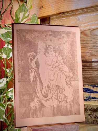 Plaque matrice cuivre - , gravée