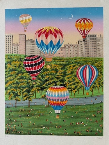 Lithographie ballooning over - lithographie, "ballooning
