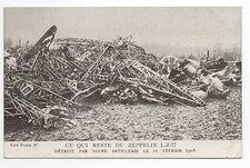 AVIATION Aérostation ballon dirigeable Les restes du ZEPPELIN L-Z 77 en 1916