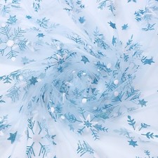 Flocon de Neige Tissu Maille Extra Fin Glace DIY Couture Loisirs 100*150cm Bleu