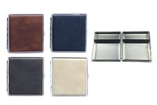 Boîte étui à 20 cigarettes en métal et Simili Cuir couleur au choix + 1 briquet