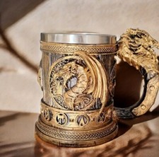 1 pc de chope  a biere 20.29 oz ,vintage mèdieval avec poignèe pterosaure