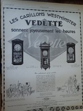 VEDETTE carillon WESTMINSTER +parfum 5 FORVIL publicité papier ILLUSTRATION 1926