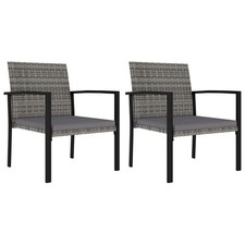 2x Chaises de Salle à Manger de Jardin Résine Tressée Noir Fauteuils vidaXL