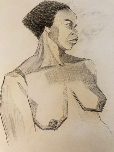 Beau dessin fusain - dessin, nue