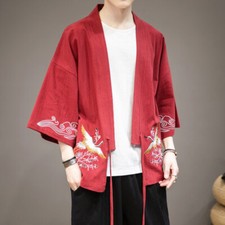 Hommes Coton Lin Kimono Haut