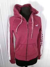 Pull sweat zip capuche gilet  HOLLISTER S 36/38 vieux rose logo brodé