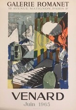 Claude Venard affiche lithographie 1965 Art Abstrait Abstract art Romanet Paris