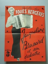 Affiche ancienne Folies Bergeres Jacqueline Brunard Accordéon Fratelli 23 60x80 