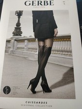 Collant fantaisie avec motif à lacet de couleur noire Cuissardes de Gerbe T1