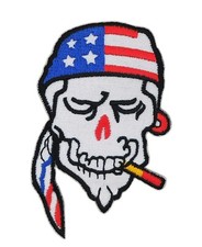 ad58★Tête de mort avec foulard USA écusson à repasser image à repasser patch ...