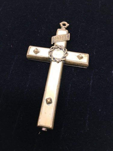 Croix reliquaire bronze - &, os