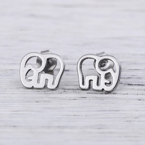 Puces elephant argente boucles - elephant,