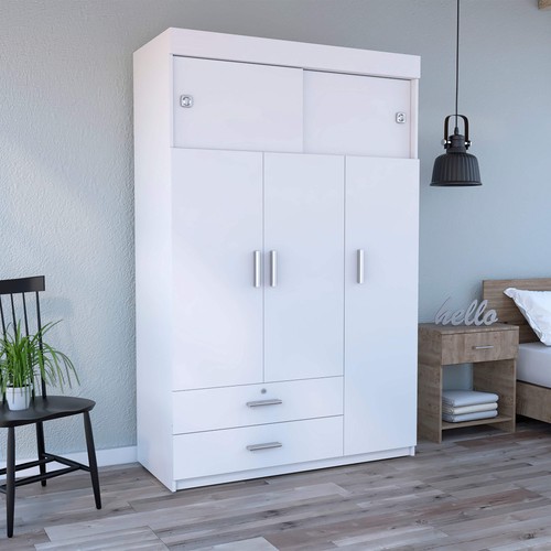 White three door armoire - white,