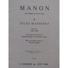 MASSENET Jules Manon Opéra