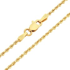 14k Jaune or Massif 1.5mm Diamant Coupe Collier Chaîne Corde Homme Femmes 50.8cm