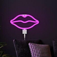 LED Lampe de Table Neon-Schild Sommeil Chambre Fête Murale Déco Bouche Rose