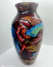 Vase émaux Limoges signé R