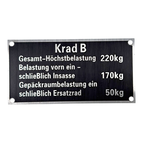 Plaque identification krad b - krad,
