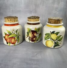 LML trio de pot en grès décor de fruits pour cuisine, condiments , épices, etc