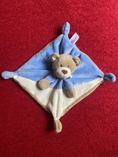 🇫🇷 Doudou Plat Ours Écru Bleu Marron POMMETTE Jamais Utilisé