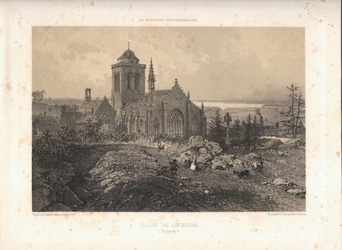 1865 lithographie eglise - lithographie,