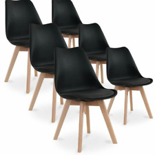 Lot de 6 chaises - Noir - Scandinave - Pieds bois