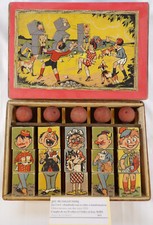 RARE JEU 2 en 1 Chamboule-tout et Cubes à transformations CARICATURES Circa 1920